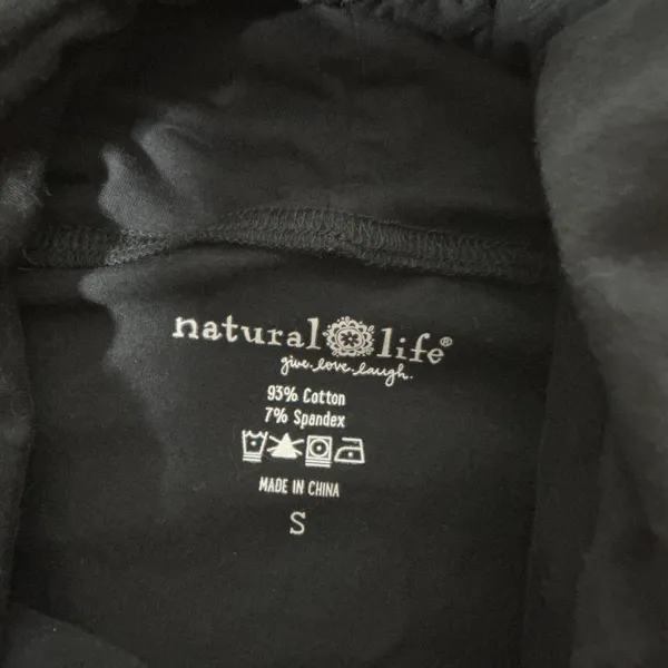 Natural‎ Life Oversized Black Long Sleeve Hoodie Top Pocket Cotton Blend S Boho - Image 4