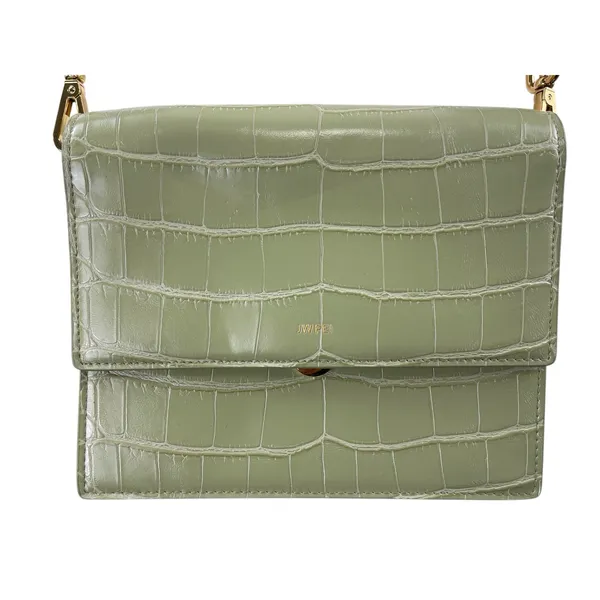 JW Pei Mini Flap Green Croc Faux Leather Vegan Crossbody Strap Bag Handbag OS - Image 2