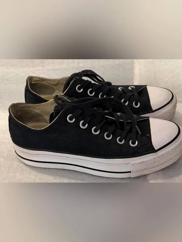 Converse Black and White Low-Top Canvas Sneakers - Image 2