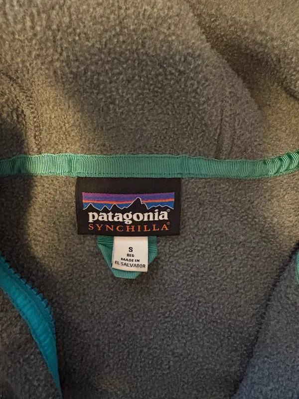 Patagonia Blue and Gray Synchilla Zip Up Fleece - Image 3