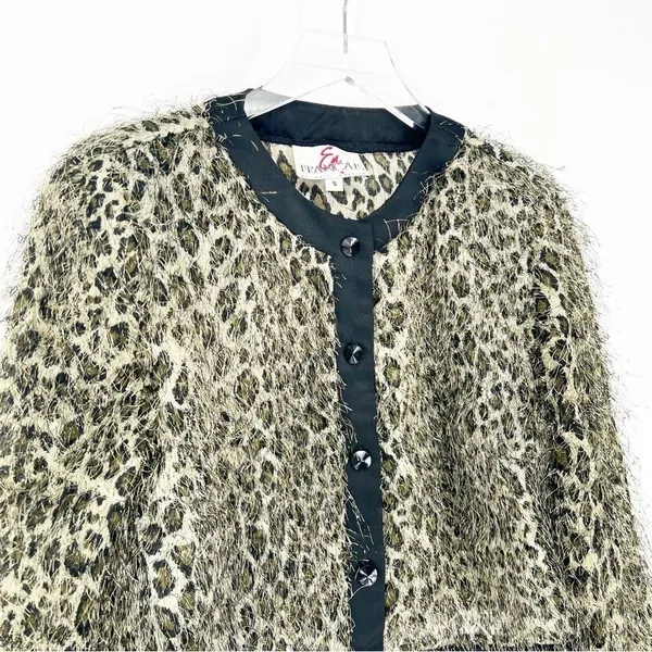 Vintage En Francais by Huey Waltzer Animal Print Eyelash‎ Jacket Size S MobWife - Image 4