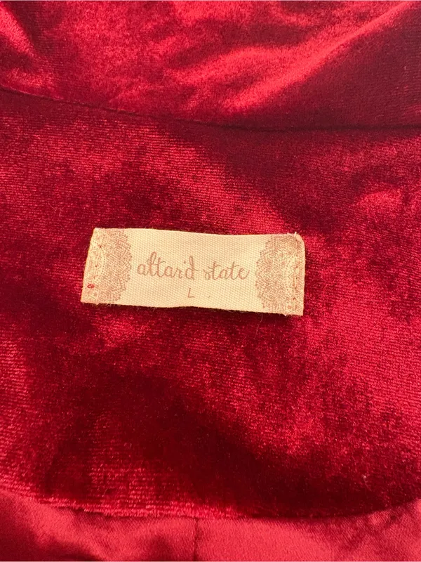 Altar'd State Ruby Red Velvet Blazer - Image 2