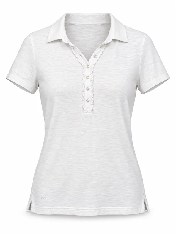 Lilly Pulitzer White Button-Placket Polo Top Women’s M - Image 2