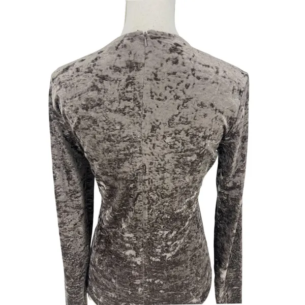 FRAME Crushed Velvet Long Sleeve Top Dusk Taupe Size‎ Medium - Image 12