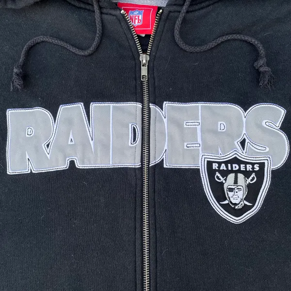 National Football League Las Vegas Raiders Football Black Hoodie Zip Up Sweater - Image 3