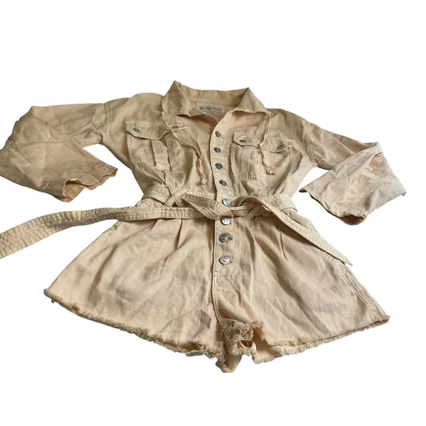 Free People We The Free Marci Coverall Romper Peach XS New‎ With Tags Utility - Image 4