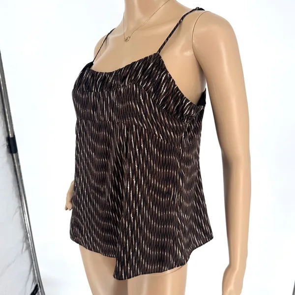Banana‎ Republic Womens Brown Ikat Print Empire Waist Camisole Top Size 8 Zip - Image 3