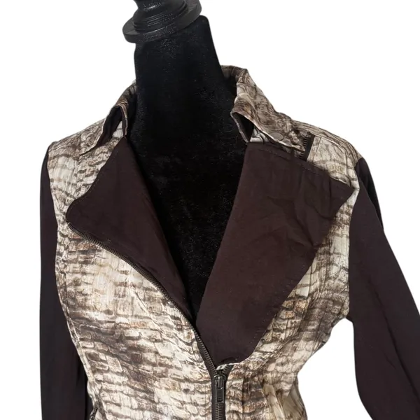 Alberto Makali Moto‎ Biker Jacket Size S Brown Brick Zip Crinkled Statement - Image 4