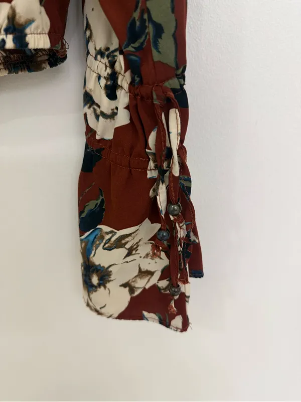 Altar’d State Floral Wrap Cropped Blouse in Rust Size Medium - Image 3