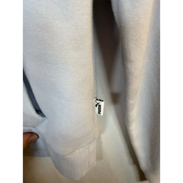 PUMA Essentials Logo Pullover Hoodie Women’s M Light Blue Fleece Lined - Image 13