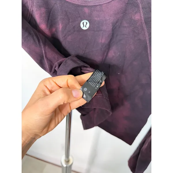 Lululemon Align Long Sleeve Shirt Diamond Dye Cassis Black V-Neck Crop Top 10 - Image 3