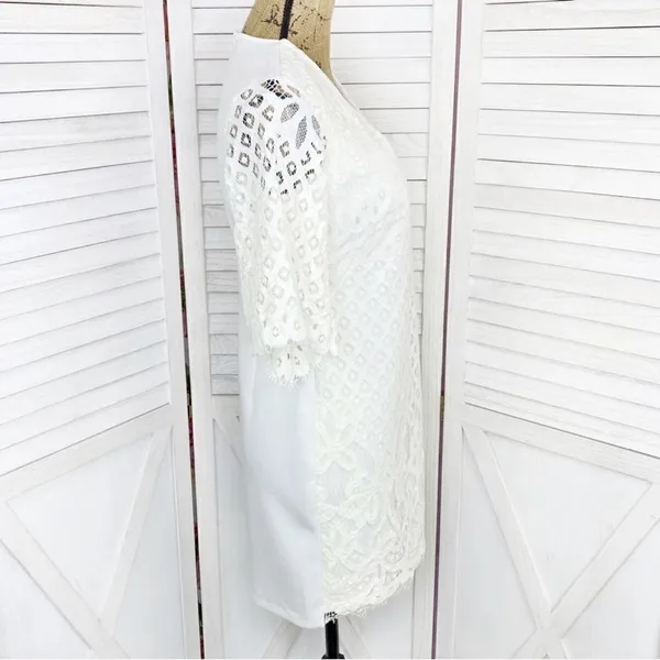 Alexia Admor Lace‎ Front Bell Sleeve Sheath Dress Small Ivory White Half Sleeve - Image 3