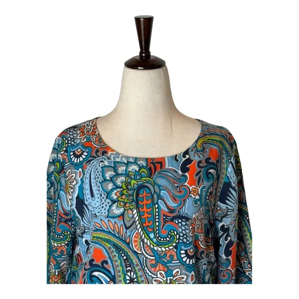 J Crew Dress Women 4 Blue‎ Jules Moonglow Paisley Gallery Boho Hippie Mini Shift - Image 3