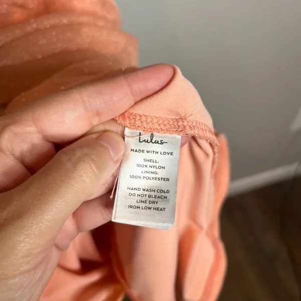 NWT Lulu's Here to Dazzle Coral Metallic Ruched Mesh Bodycon Midi Dress - Image 6