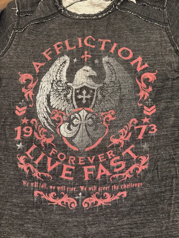 Affliction Reversible Thermal Shirt Mens XL Gray Long Sleeve Y2K Cyber - Image 9
