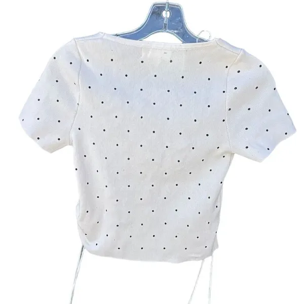 Klesis size S cropped ruched sides knit top polka dot - Image 2