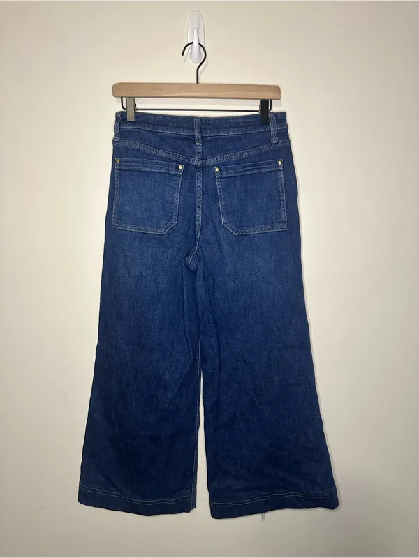 Maeve by Anthropologie dark wash wide leg ankle crop jeans size 28 OBI454557 - Image 2
