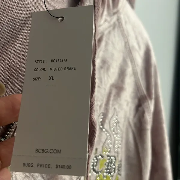 BCBGMAXAZRIA Pink Misted Grape Velour Tracksuit XL - Image 5