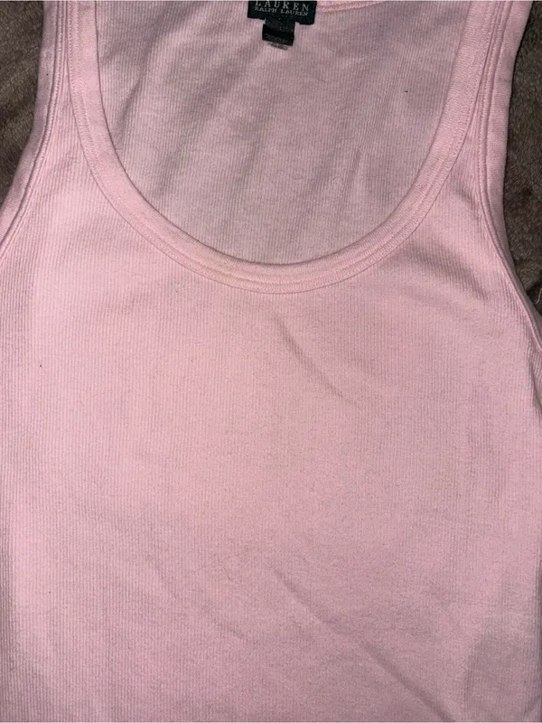 Lauren Ralph Lauren Light Pink Ribbed Scoop Tank - Image 2