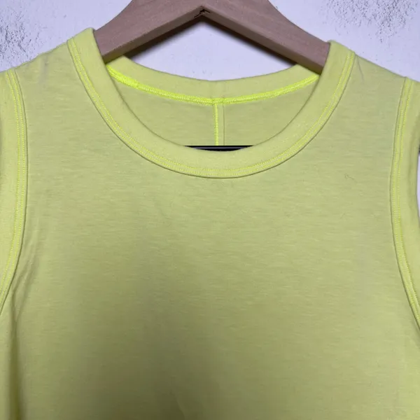 Lululemon Women Cotton Crop Tank Top 4 Electric Lemon Classic-fit Workout Gym - Image 3