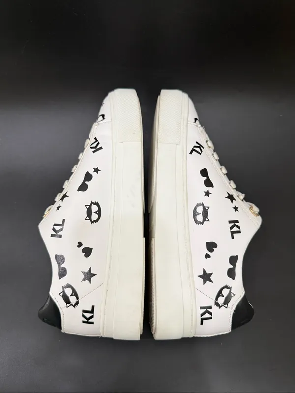 KARL LAGERFELD Cate Choupette Print Black White Women’s Sneakers Size 7M US 37.5 - Image 5