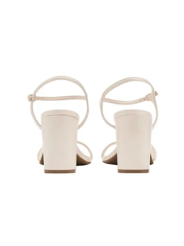 NWT Anne Klein Square Toe Dress Sandals Block Heel Bone Crinkle Off White 9M - Image 7