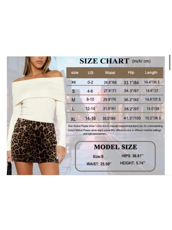 NEW Leopard Suede Skirt Mid-Rise Waist Cowgirl Stretch Bodycon Mini S - Image 3
