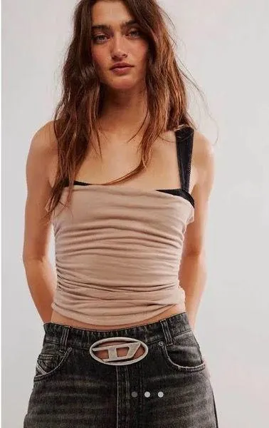 NWT FREE PEOPLE brown Combo 2 Tone Tank. Size Medium - Image 3