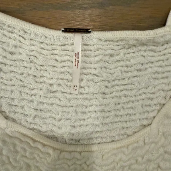 Free People Cream Textured Blouse - Image 4