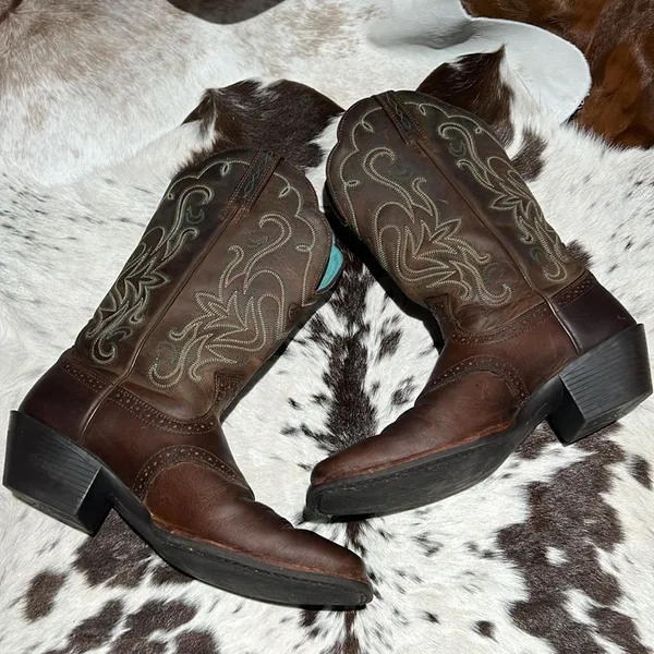 Ariat 15834 Legend Square Toe Brown Pull‎ On Leather Cowboy Boots - 9B BB2 - Image 6