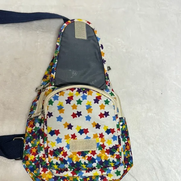 Blue and Yellow Mosaic Backpack with Adjustable Strap - Image 5