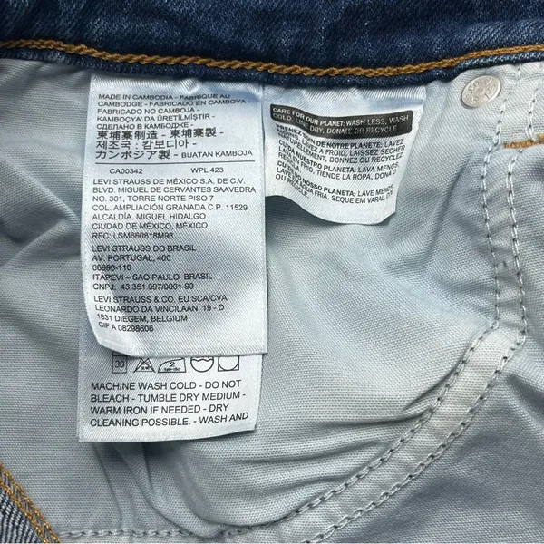 Levi’s Premium Denim Wedgie Straight Jean Womens Size 27 Blue‎ High Rise Button - Image 4