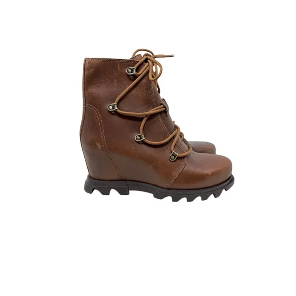 Sorel Joan Of Arctic‎ Wedge III Brown Leather Lace Up Boots Women Size 9 - Image 8