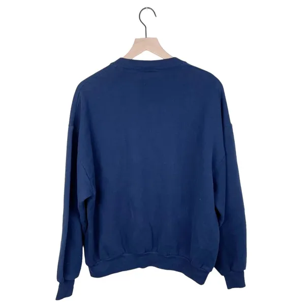 Vintage Jerzees Navy Blue Cardinal Birds Christmas Trees Crewneck Sweatshirt XL - Image 2