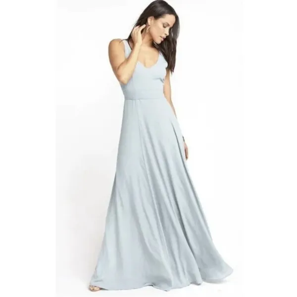 Show Me Your Mumu Jenn‎ Maxi Dress in Silver Sage Crisp Blue V Neck| XXS | NWT - Image 15