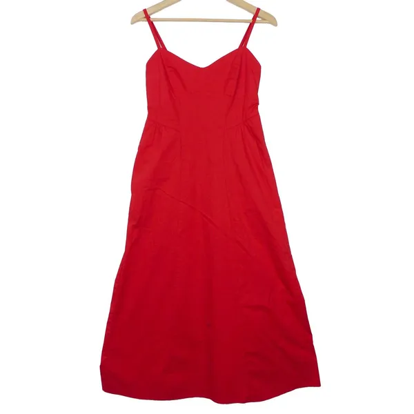 Show Me Your Mumu Allegra Midi Dress Womens M Red Spaghetti Strap Pockets FLAW - Image 5
