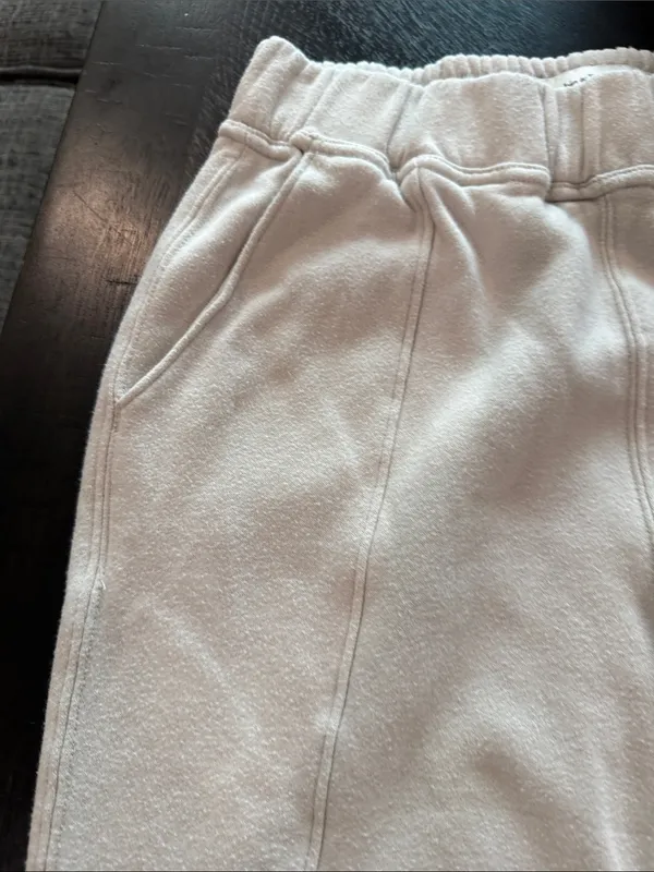 Abercrombie & Fitch cream Fleece Jogger Pants - Image 4