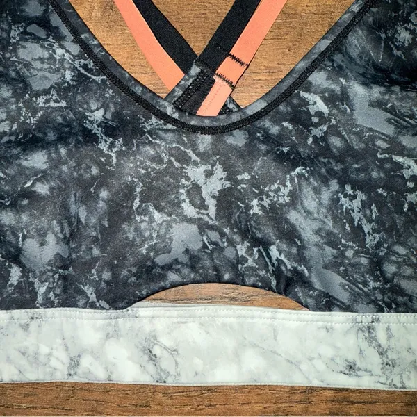 Brooks Black and Gray Marble Print Women's Sports Bra - Image 5