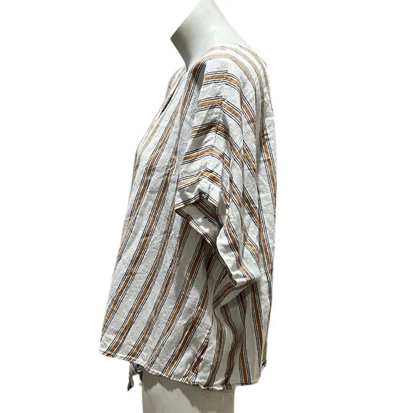 Ava & Viv Women's 2XL Striped V-Neck Blouse Tie Front Multicolor - Image 2