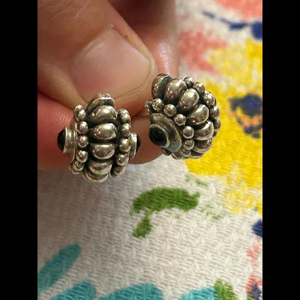 Silver plated earrings studs large - Image 2