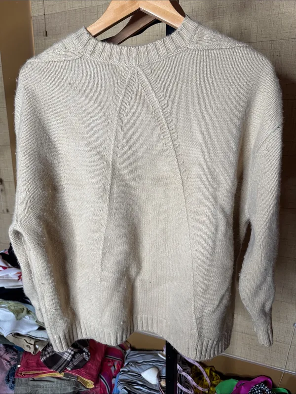 Banana Republic Oversized Merino Wool Cotton Sweater Natural Size Small - Image 10
