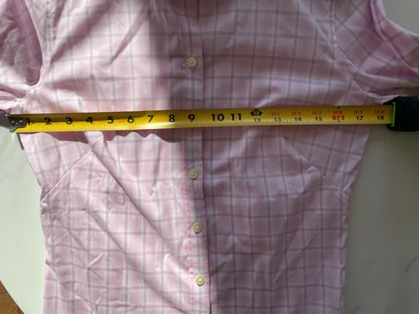 Banana Republic Women Pink Pane Checkered Work Button Up Shirt Blouse Size 8P - Image 5