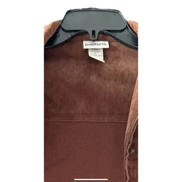 BonWorth Brown Corduroy Studded Western Jacket Zip Front Size Large - Image 10