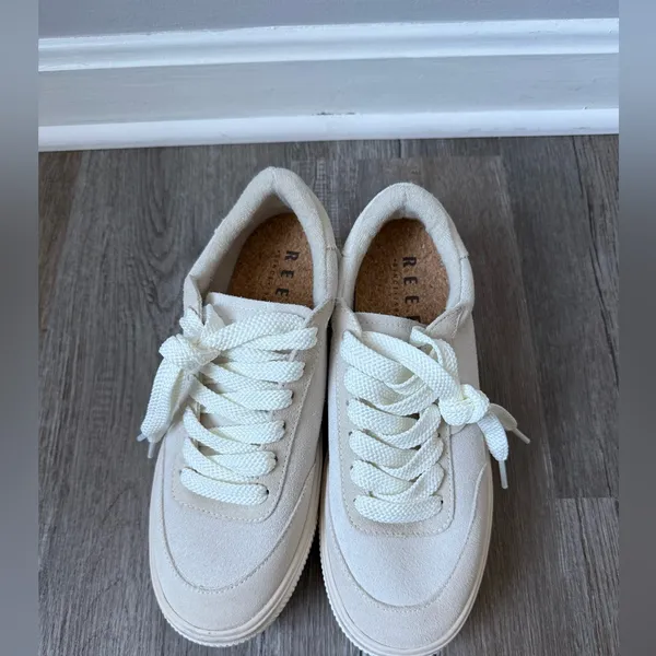Reef Lay Day Lift Leather Boho Platform Casual Sneakers Beige Cream New Size 8.5 - Image 3