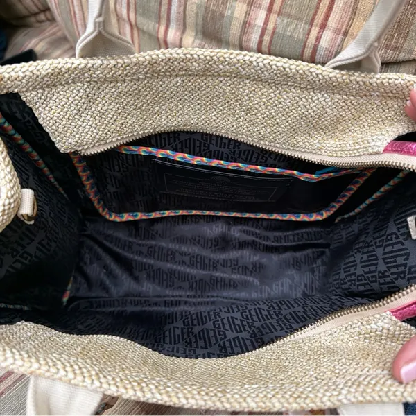Kurt Geiger Beige Tote with Colorful Scarf - Image 6