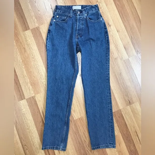 New EVERLANE The Curvy 90s Cheeky Straight‎ Jean Button Fly Organic Cotton Sz 25 - Image 3