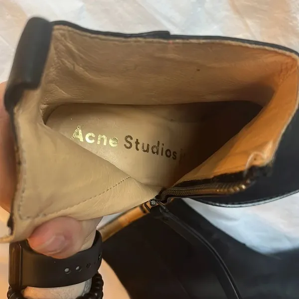 Acne ‘Pistol’ EUC Black Leather Heel Ankle Boot 37/7 - Image 7
