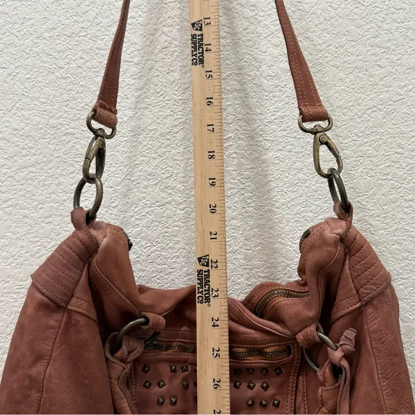 MONI MONI Cinzia Moniaci Brown Italian Leather Studded Splendor Tote Satchel Bag - Image 13