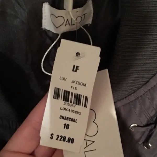 NEW LF Stores Charcoal Gray Bomber Jacket - Image 6