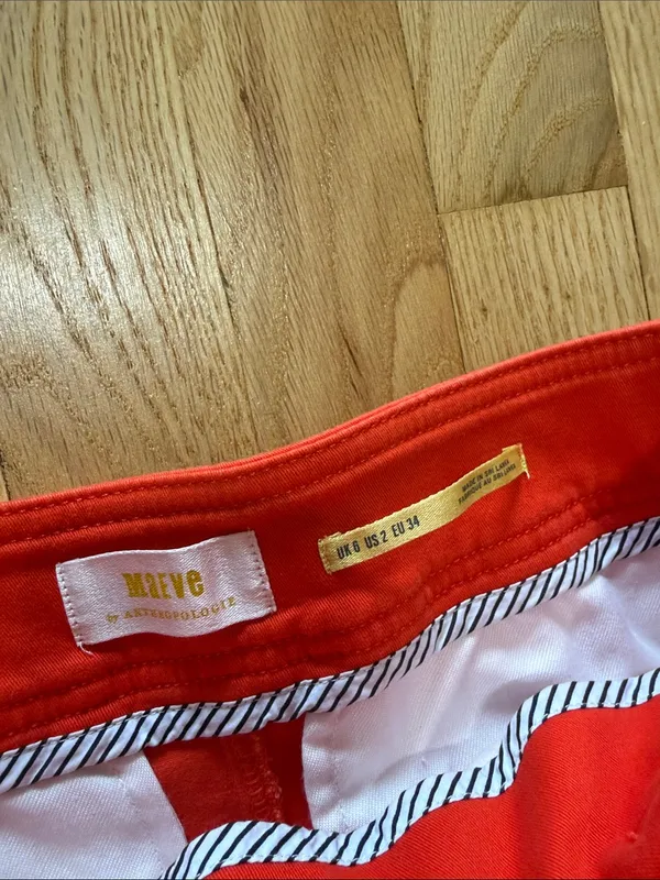 Maeve Anthropologie Fire Red Orange Wide Leg Crop Pants Sz 2 - Image 2